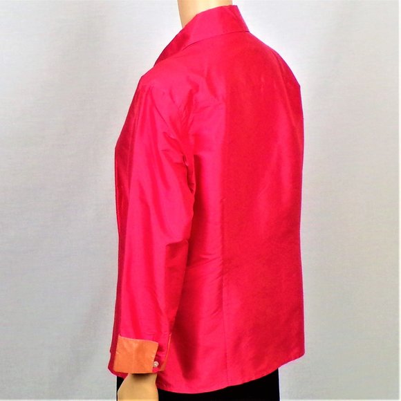 SILK! ISABELA D. size 14 orange long-sleeve shirt/blouse 100% silk DC only - Picture 8 of 14
